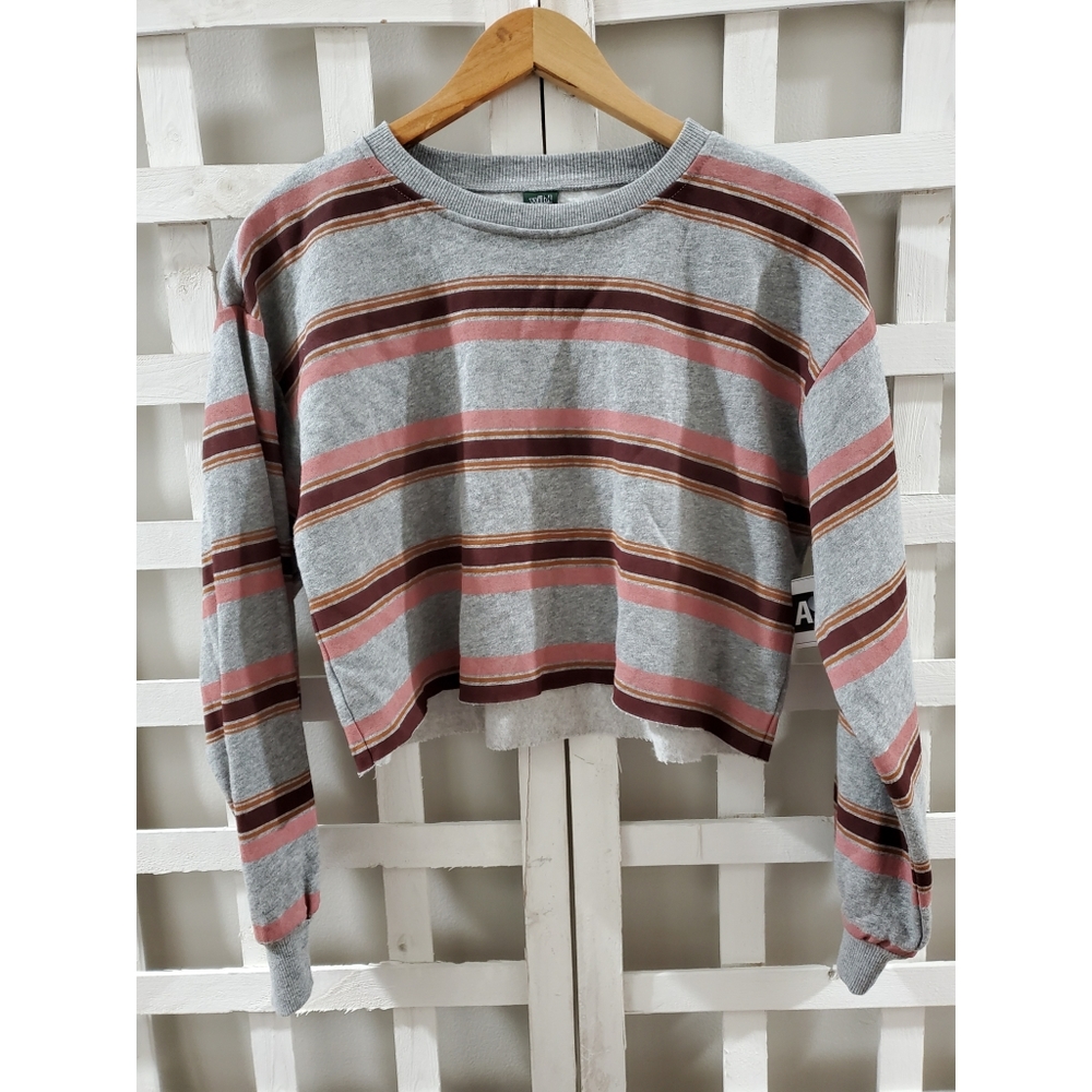 Cropped Striped Sweatshirt, Size XS, Wild Fable